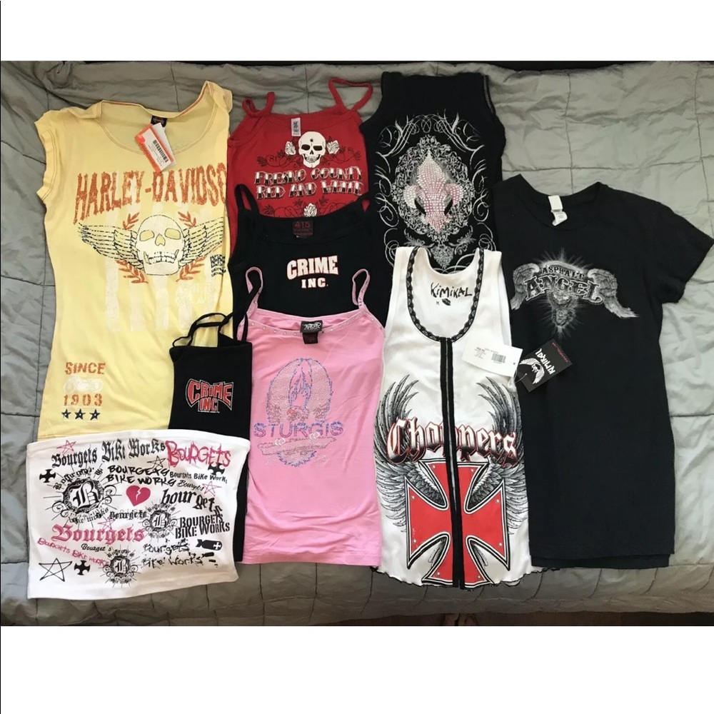 NEW. Set of 9 biker shirts, size S/M